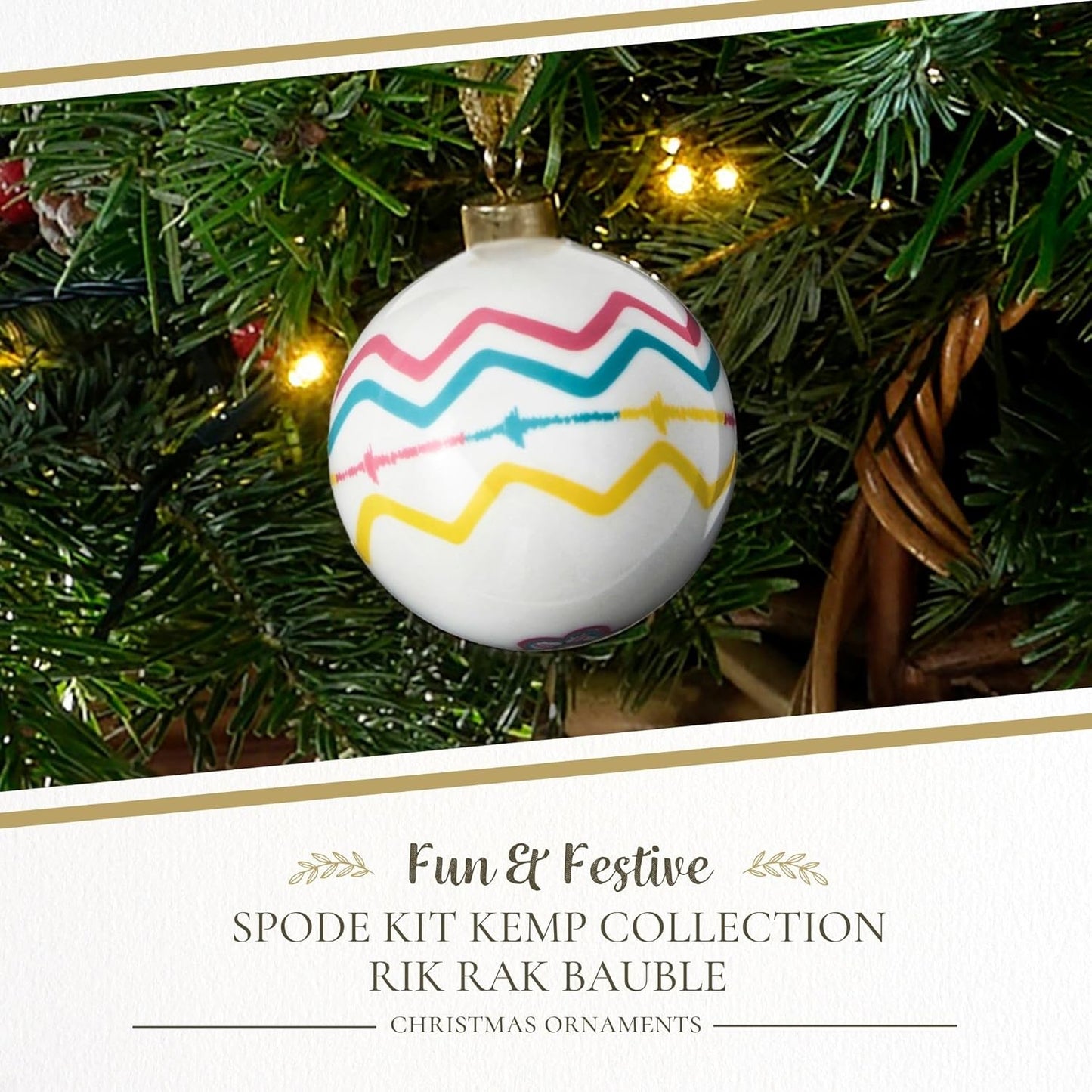 Spode Kit Kemp Christmas Ornament - Rik RAK - Fine China Whimsical Festive Keepsake, Collectible Holiday Decoration for Tree & Seasonal Decor - Holiday Ornament for Gift Giving