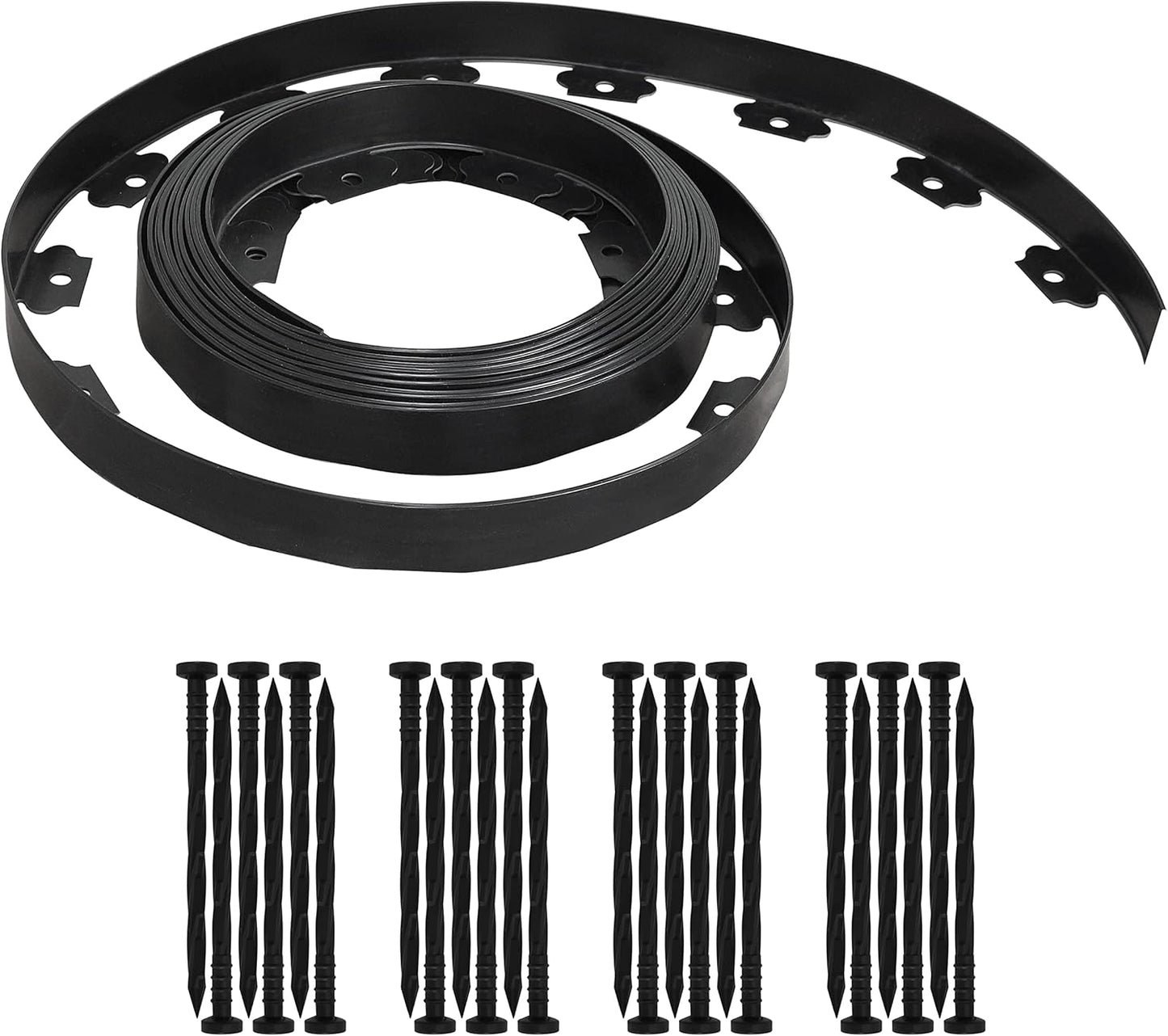 Gardzen 1.5" x 20' Landscape Edging Kit, Garden Edging Coil Comes with 24 Pcs Spikes, No Dig Lawn Border Design