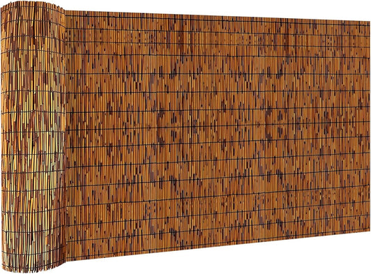 Bamboo Reed Fencing, Light Russet Decorative Bamboo Privacy Fence 5ft High, Reed Curtains for Patio Garden Balcony Outdoor Privacy Screen, 5 x 16 FT