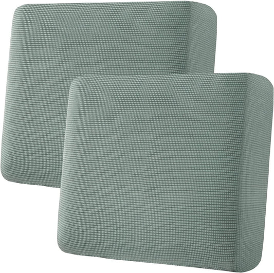 H.VERSAILTEX Super Stretch Individual Seat Cushion Covers Sofa Covers Couch Sets Slipcover Thick Jacquard Textured Twill Fabric (2 Piece Large Sofa Cushion Covers, Sage)