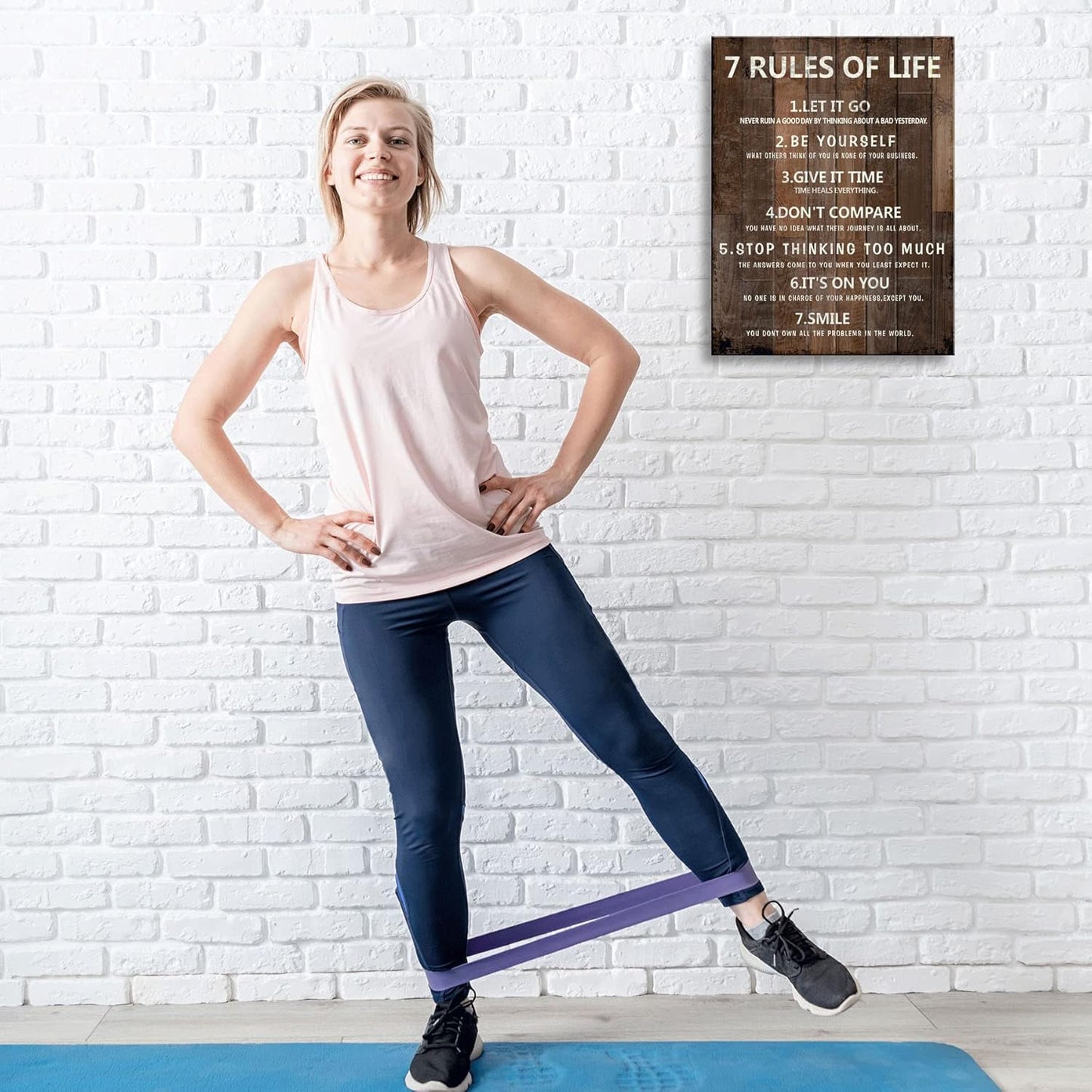 7 Rules of Life Wall Art Motivational Inspirational Poster Printed on Canvas Wall Decor for Living Room or Office Size11.5 x 15 Inch Framed Canvas Prints For Bedroom or Home Art Decoration Ready to