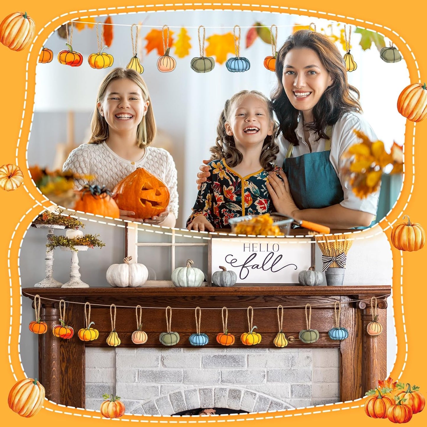 24 Pcs Fall Tree Ornaments Thanksgiving Tree Decoration 3D Felt Maple Leaf Pumpkin Hanging Ornaments for Farmhouse Harvest Autumn Fall Decorations(Pumpkin)