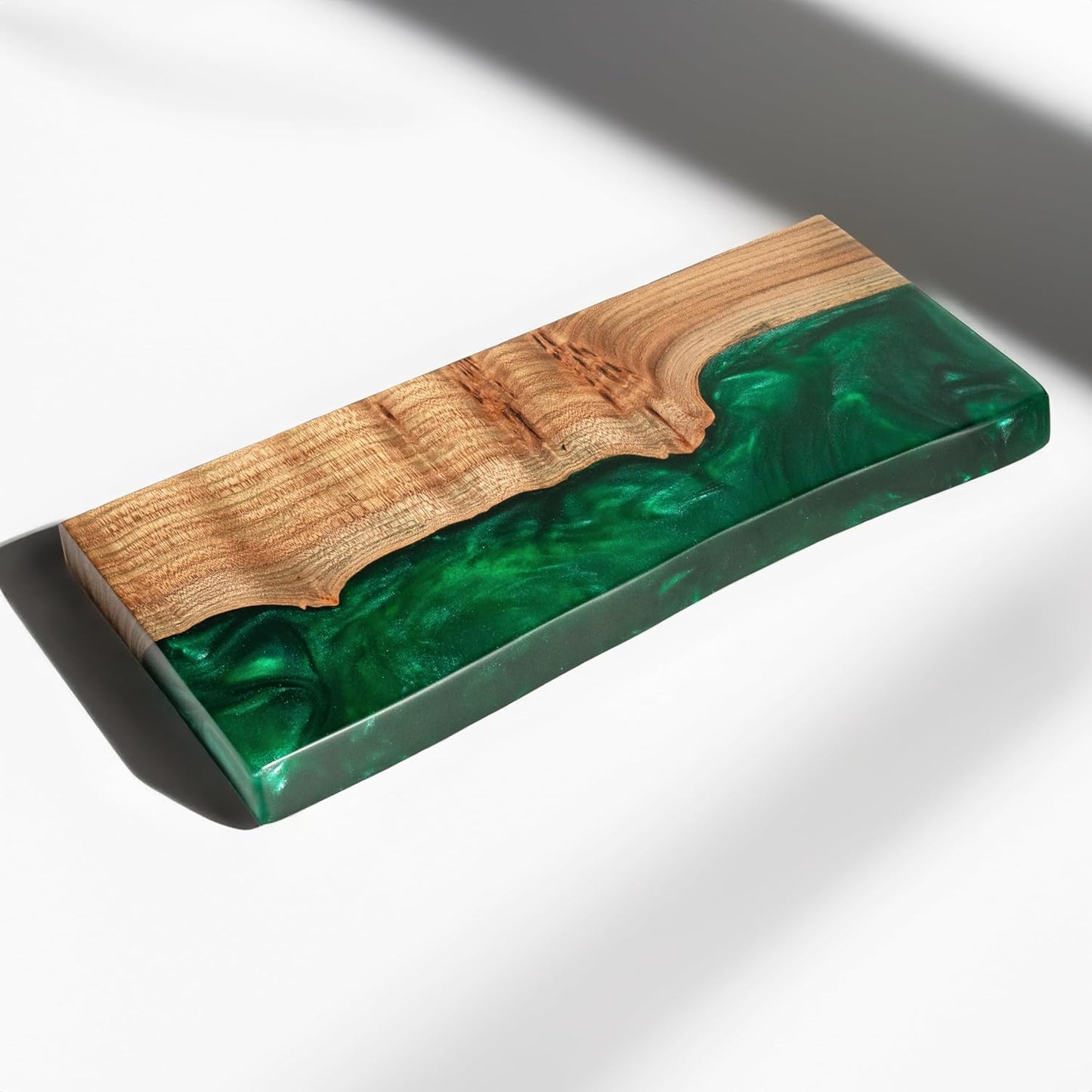 RWA Unique Live Edge Floating Shelf for Wall - Stylish Hanging Shelves for Room Wall Bedroom Bathroom Office Decor, Epoxy and Wood Wall Shelf Plank - Elegant Wall Mounted Shelves (emerald, 16x6")
