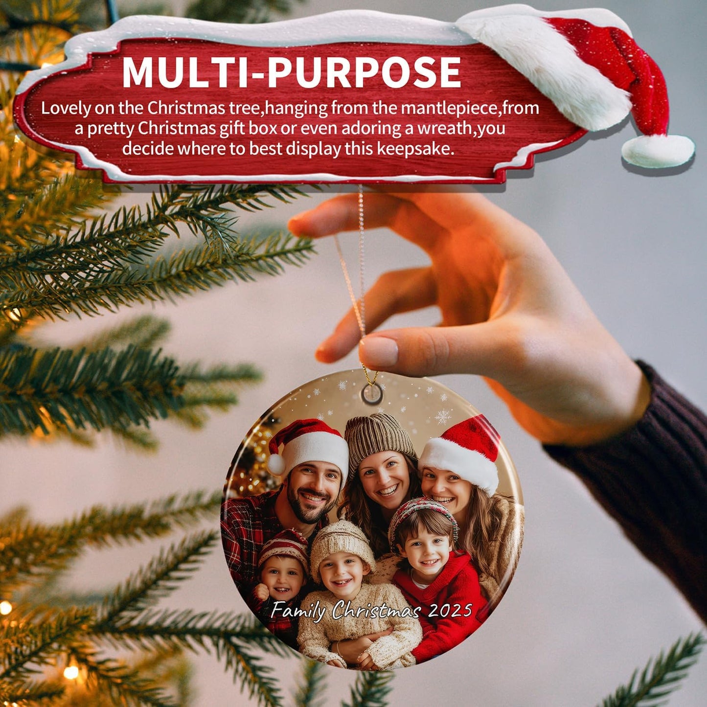 Personalized Christmas Ornaments 2025,Custom Christmas Ornament with Photo Text,Personalized Ornaments for Christmas Tree,Ornaments Keepsake Gift for Family