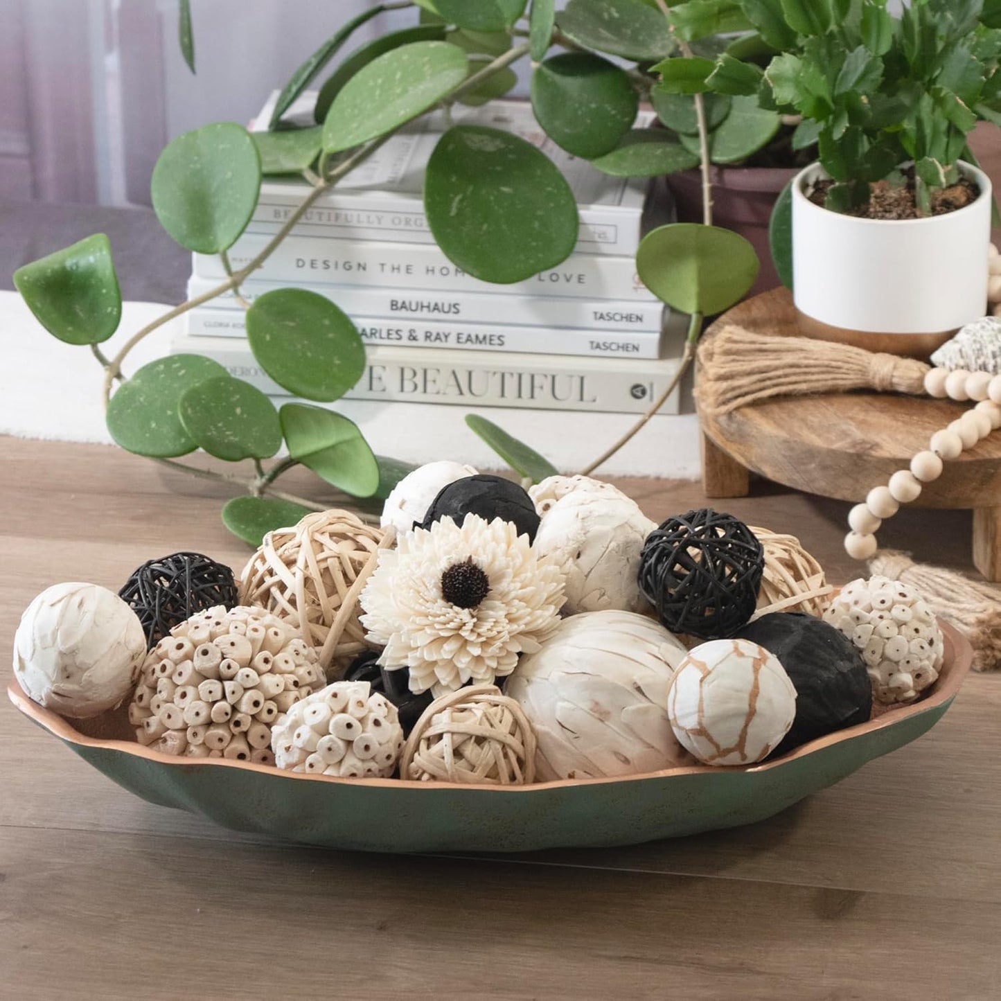 ANDALUCA Black & White Decorative Balls Bowl Filler Bag with Orbs, Balls (Black)