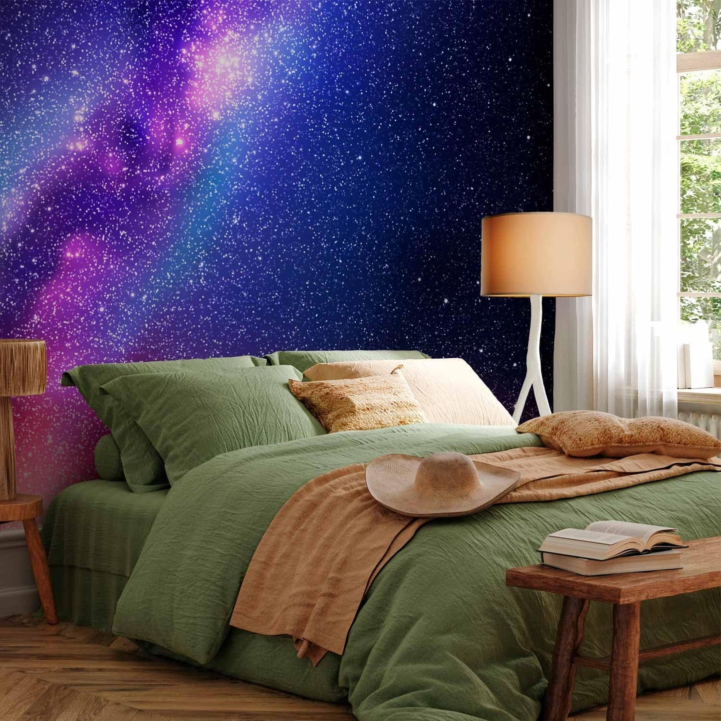 artgeist Wall Mural Galaxy 138x101 in - XXL Non-Woven Wallpaper Fleece Wall Decor Photo Print Picture Image Abstract Space Sky Star Cloud Violet f-C-0487-a-a