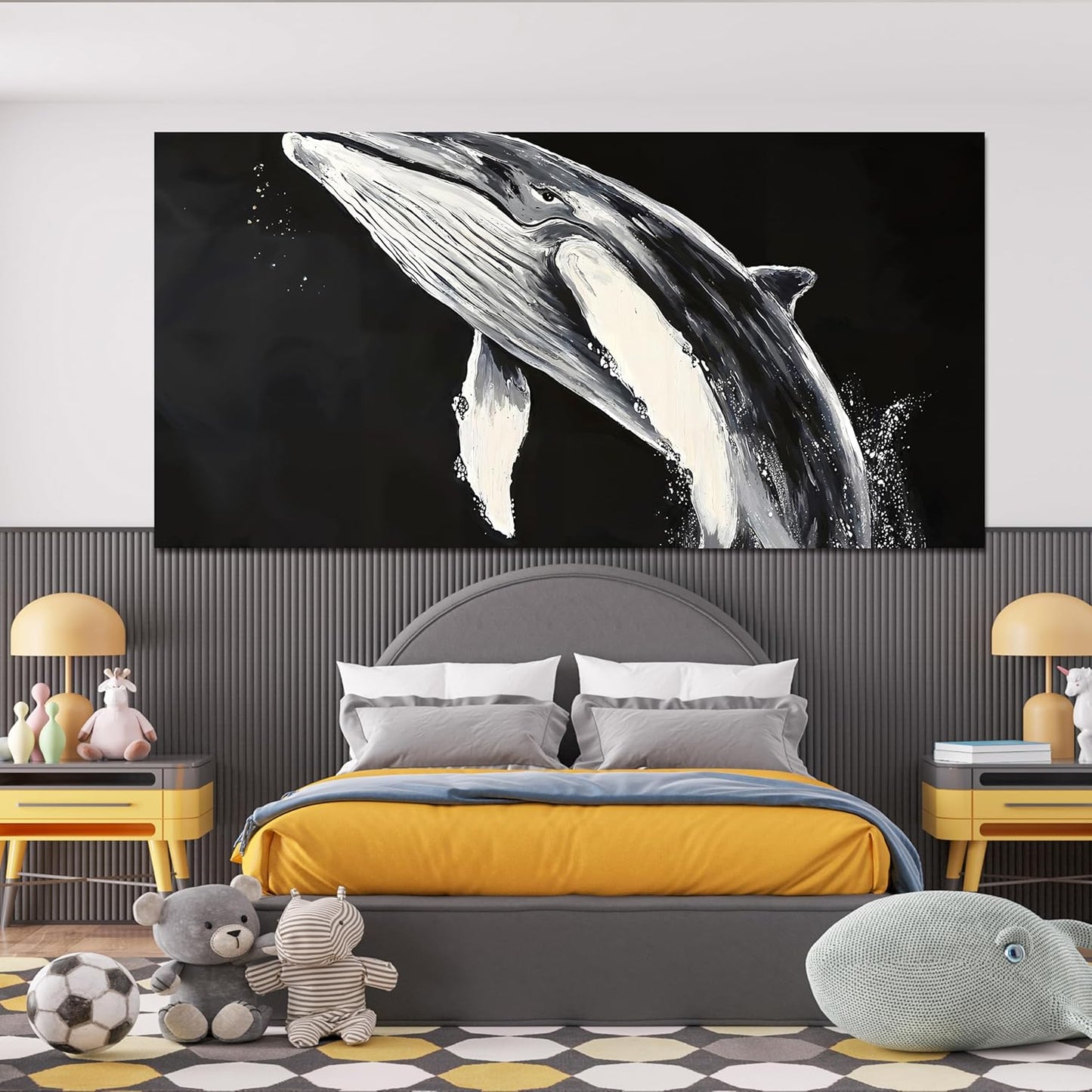 AIXMGSJS Canvas Wall Art Decor Large Black and White Wall Art Prints Minimalist Wall Art for Living Room Large Modern Canvas Art Wall Decor Whales Artwork for Walls Home Office Decor 29" X 58"