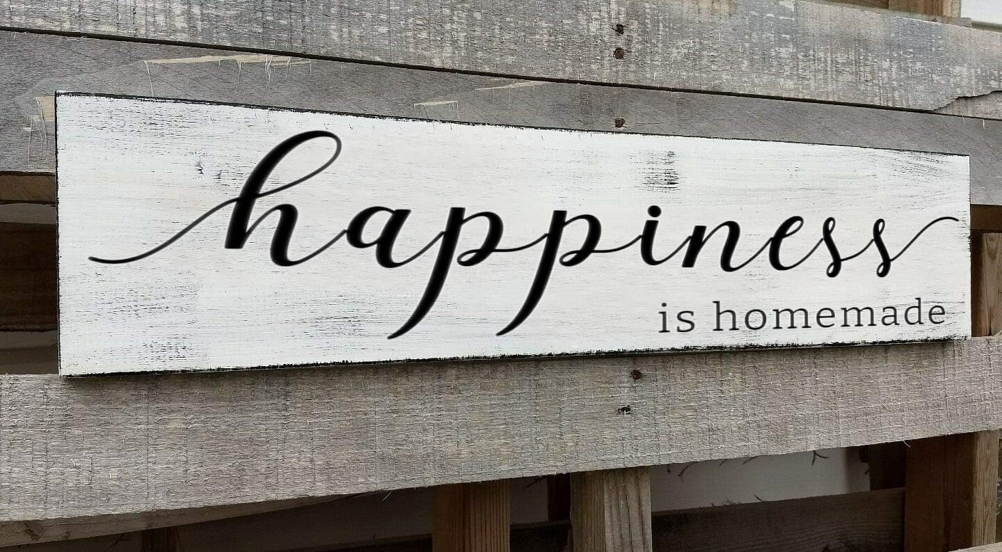Happiness is Homemade Sign, Farmhouse Kitchen Sign,Rustic Wooden Kitchen Wall Decor for Dining Room (Happiness) 4x16 Inch