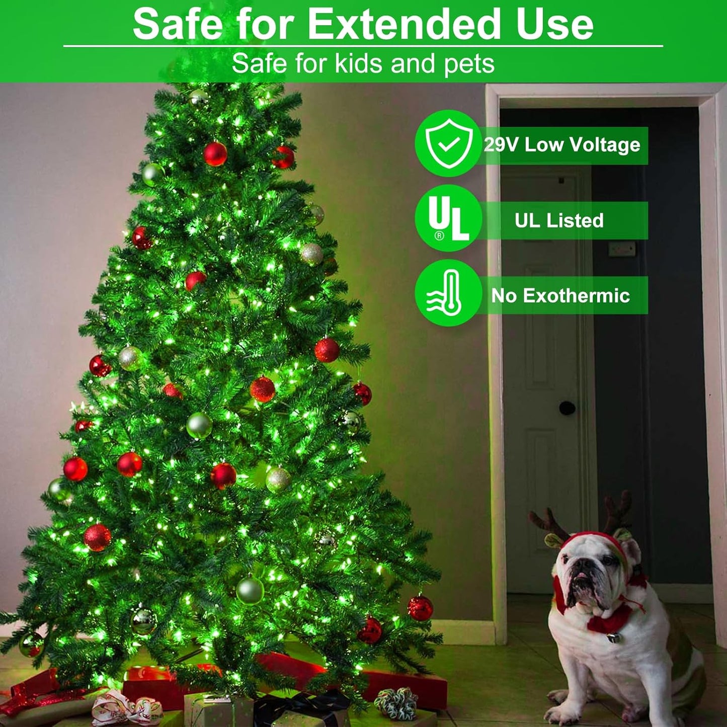 100FT 300 LED Christmas Lights Outdoor, Green Christmas String Lights with 8 Modes, Waterproof Twinkle Tree Lights Green Wire for Patio Indoor House Garden Party Holiday Decorations