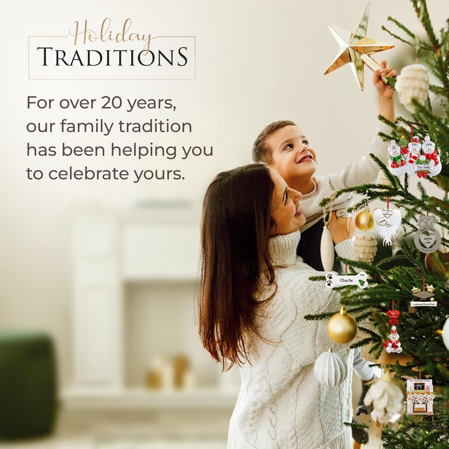 Personalized Large Family of 10 Ornament 2025 | Free 24h Customization | Laser Engraved Snowman Christmas Ornaments for Tree | Custom Gift Wrapped Festive Holiday Keepsake for Ten Persons