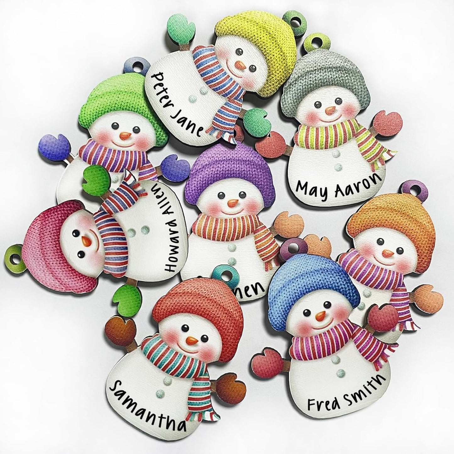 2025 Personalized Christmas Ornaments Set of 8,Custom Christmas Snowman Ornaments Deorations for Xmas Tree,Customized Xmas Ornament Tree Deorations,Personalized Wooden Ornament Gifts