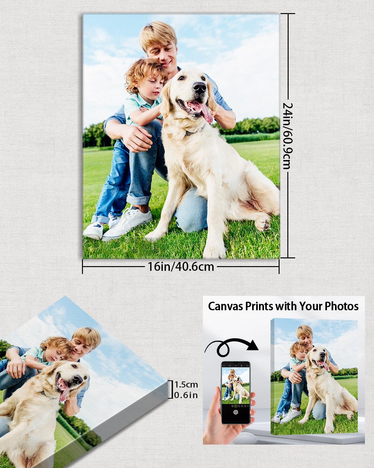 AbcCustomize Custom Canvas Prints,Transform Your Memories into Beautiful Art with Personalized Photo on Canvas,Personalized Canvas Wall Art for Home Decor, Gifts, and Keepsakes