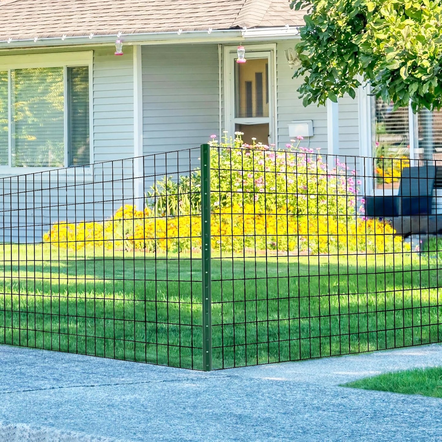 Garden Fence 48in x 100ft, 2 x 3 Inch 16GA, Chicken Wire Mesh Garden Border Fencing Roll Vinyl Coating Metal Wire Mesh Hardware Cloth for Yard Vegetable Plant Protection Poultry Netting