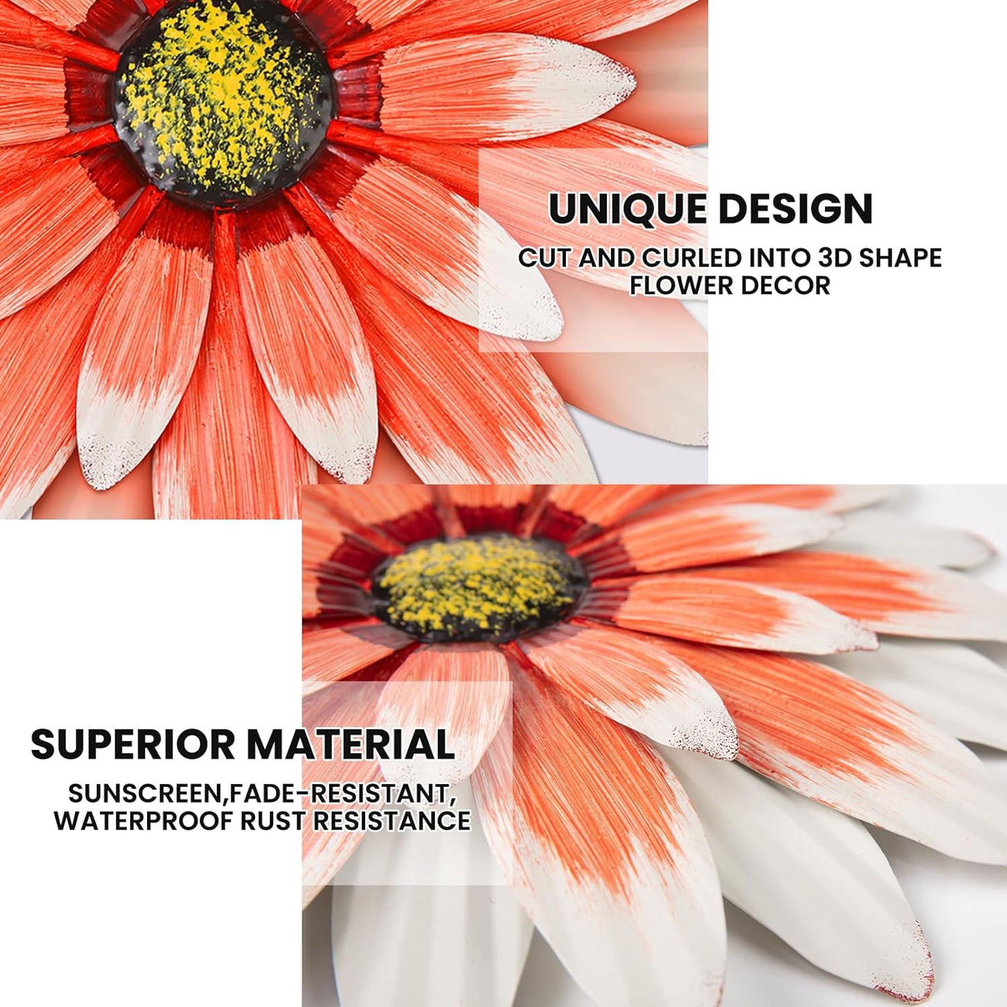 Metal Flowers Outdoor Decor 13" Metal Sunflower Wall Art Decorations Sunflower Wall Decor for Kitchen Living Room Porch Garden Yard