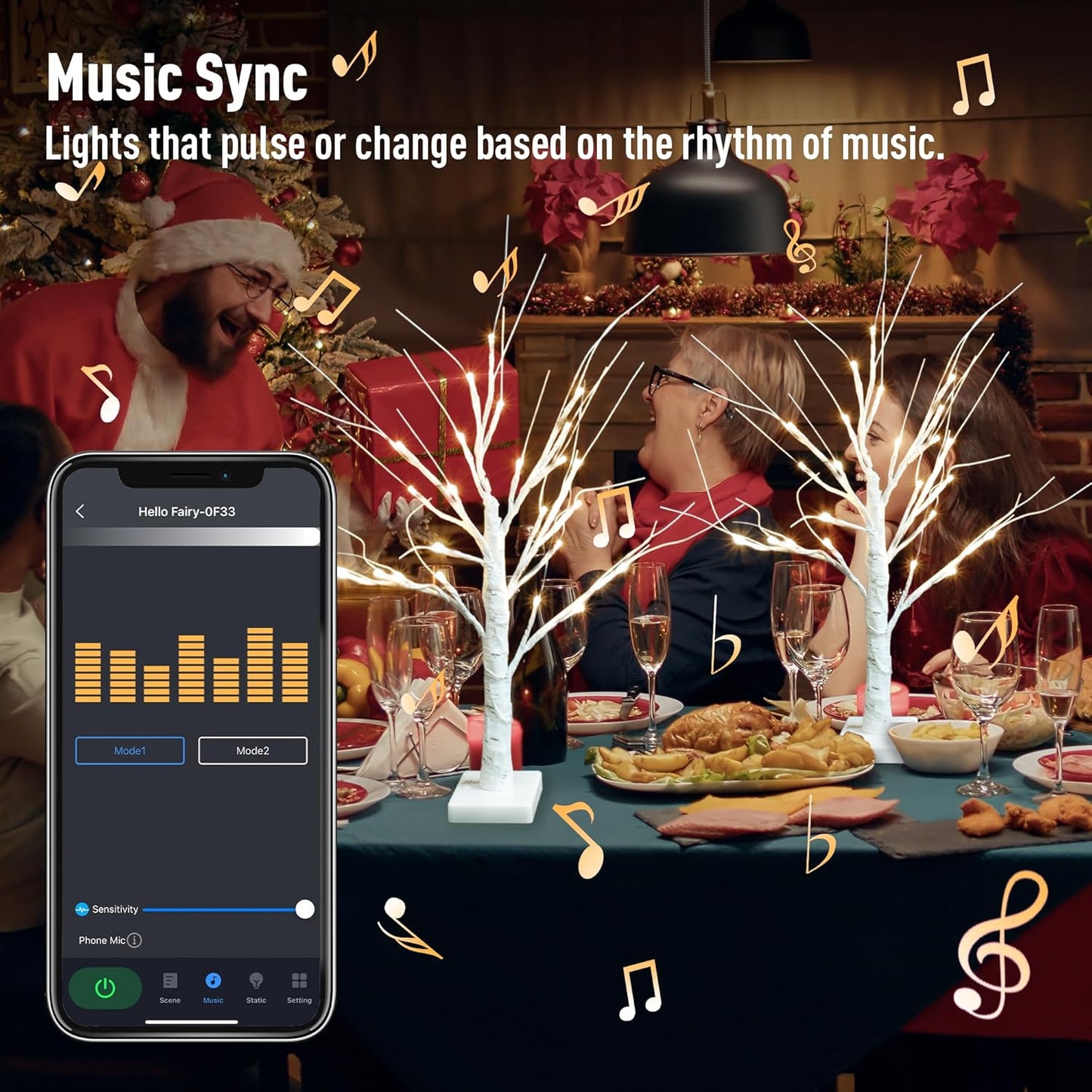 Smart Christmas Decorations Indoor, 2 FT Birch Tree with LED Lights, App Control, 18 Modes, Fairy Light Spirit Tree for Christmas Decor, Warm White Lighted Birch Trees for Home Decor Music Sync 2 Pack