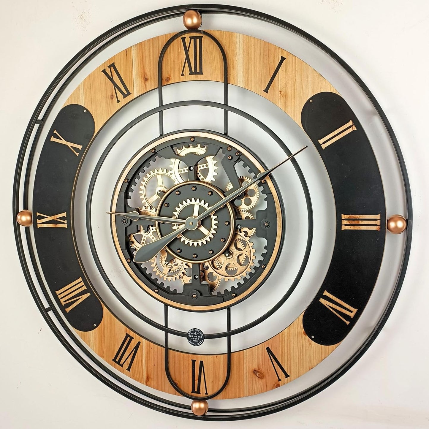 The Gears Clock 36'' Inch Real Moving Gear Wall Clock Switzerland Line (Black, 36 inches (90 cm))