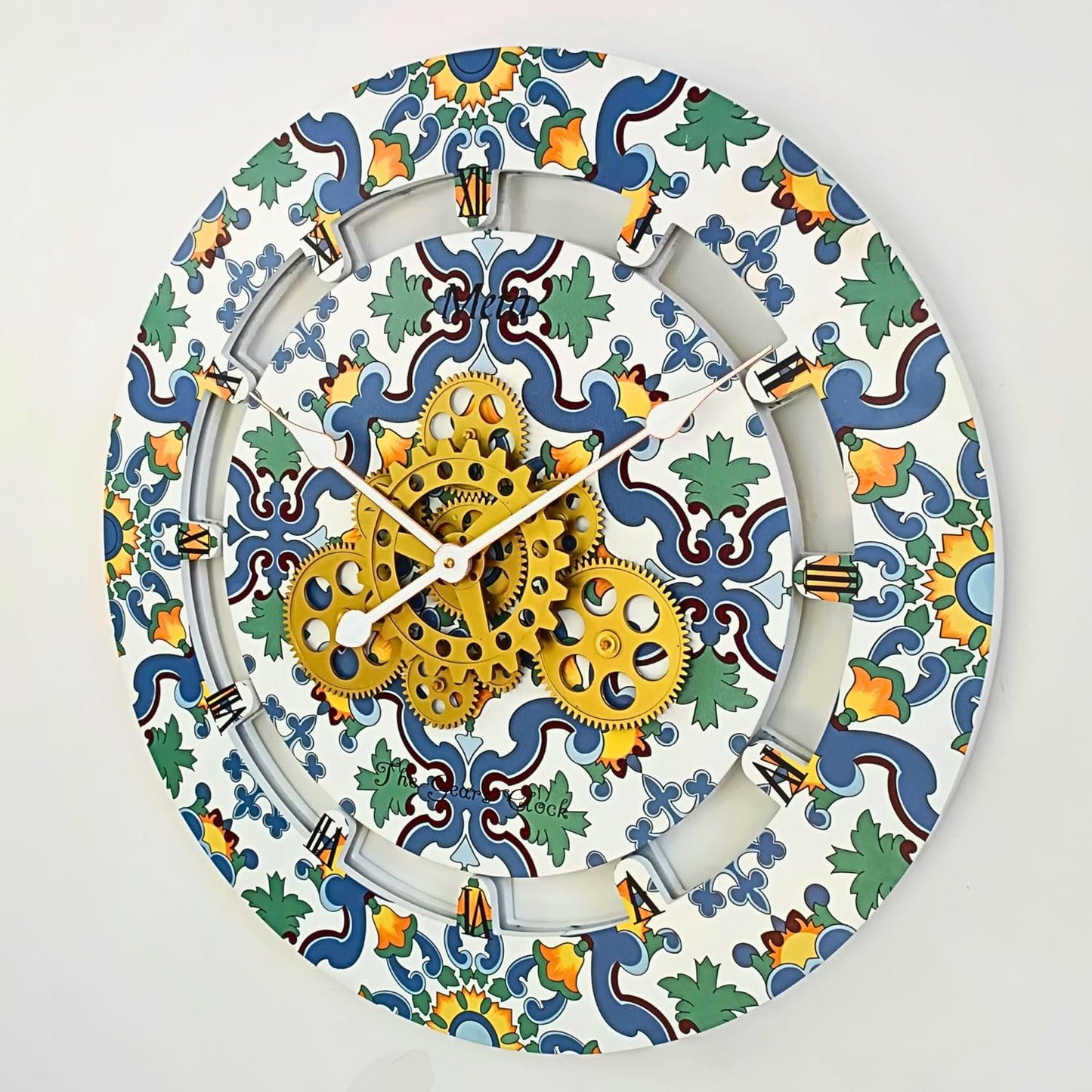 The Gears Clock Wall Clock Italy Collection with Moving Gears (Meta, 24 inch Round)