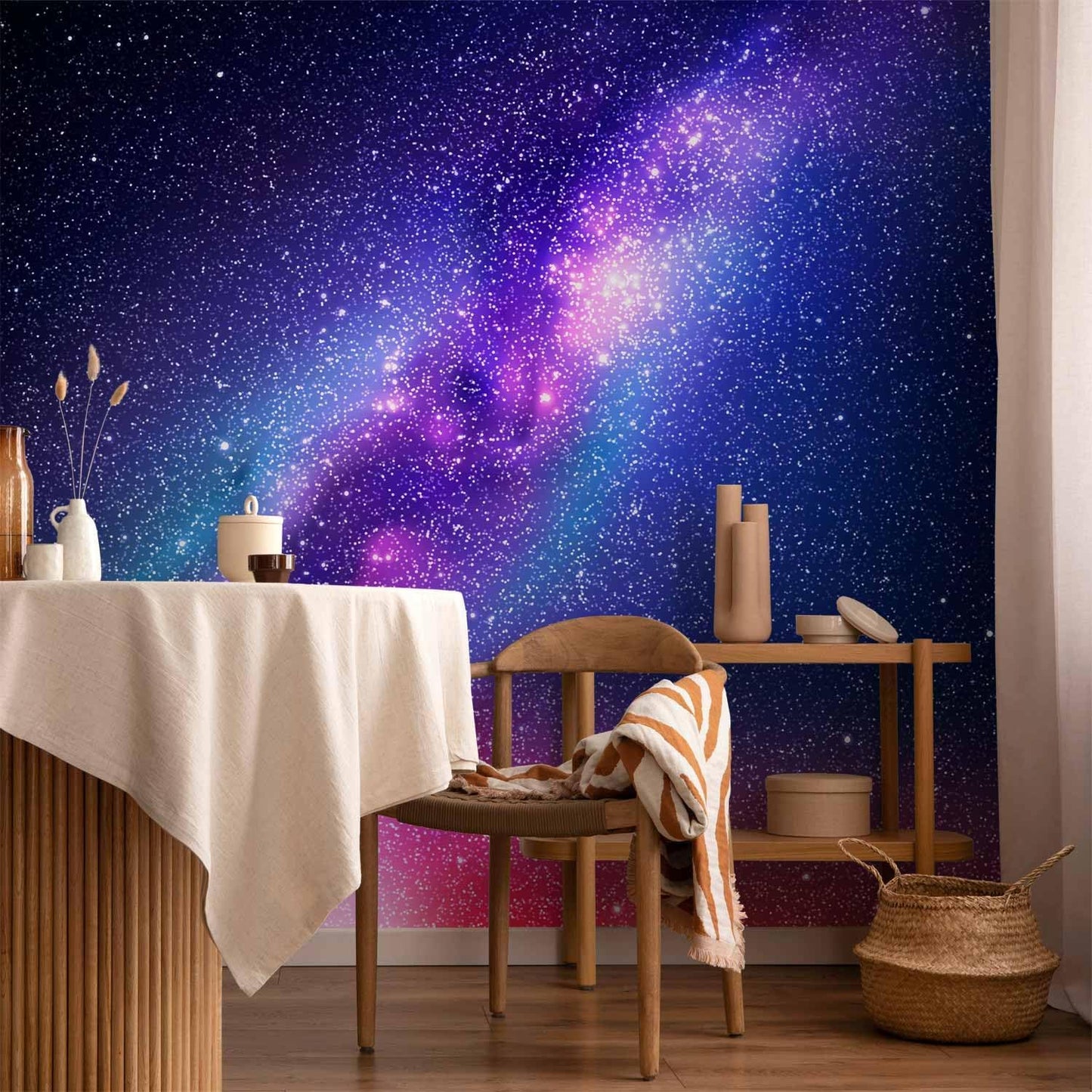 artgeist Wall Mural Galaxy 173x124 in - Peel and Stick Self-Adhesive Wallpaper Removable Large Sticker Foil Wall Decor Print Picture Image Abstract Space Sky Star Cloud Violet f-C-0487-a-a