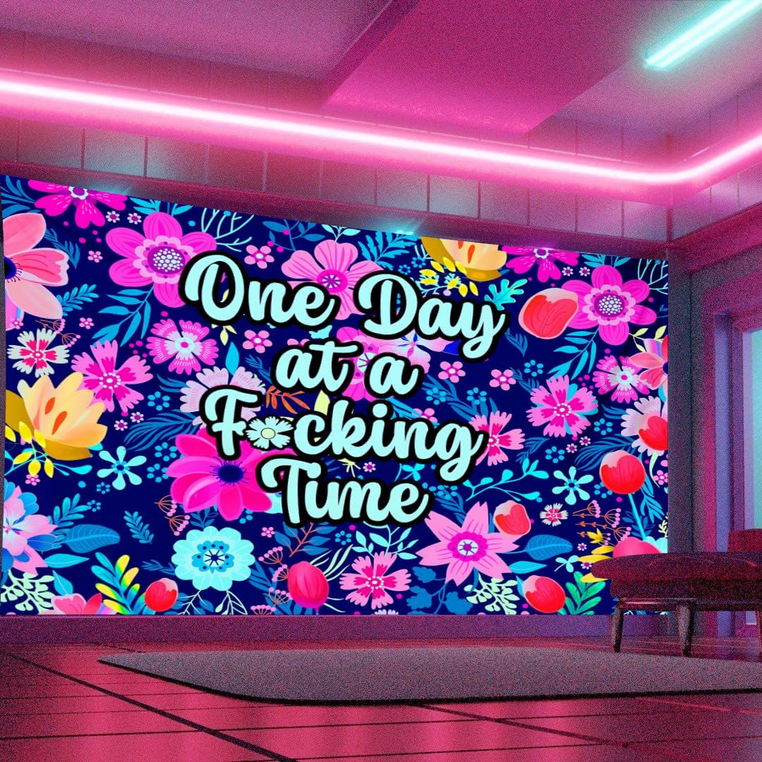 ADDWel Blacklight Floral Tapestry, Hippie Flower Tapestry Glow In The Dark, UV Reactive Black Light Upright Posters Wall Hanging for Bedroom Dorm Living Room Backdrop Decor