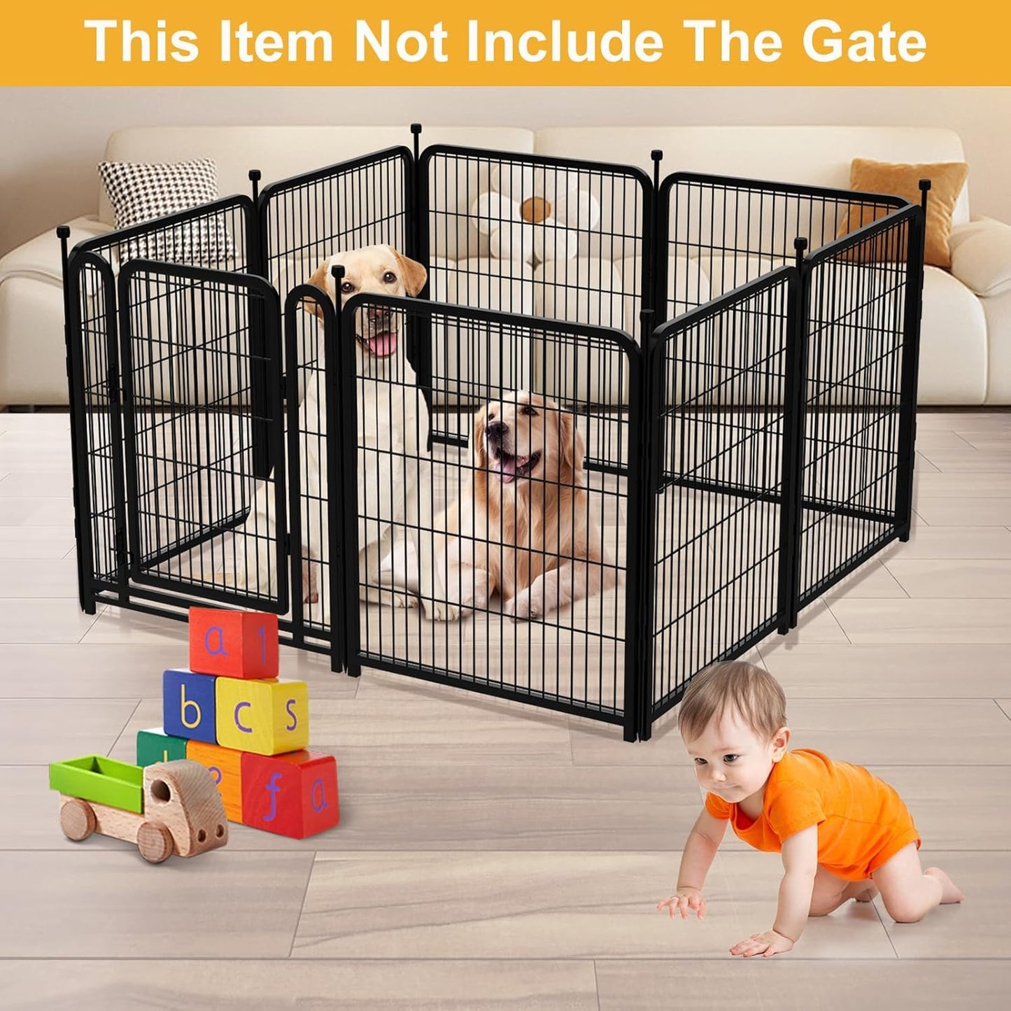 Garden Fence 40 Inch 14 Panels Without Gate, Total 31 Ft(L) Garden Fence for Yard and Dog, Black Dog Pen Wide Door, Metal Dog Pen Heavy Duty Pet Puppy Exercise Pen for Rv Camping