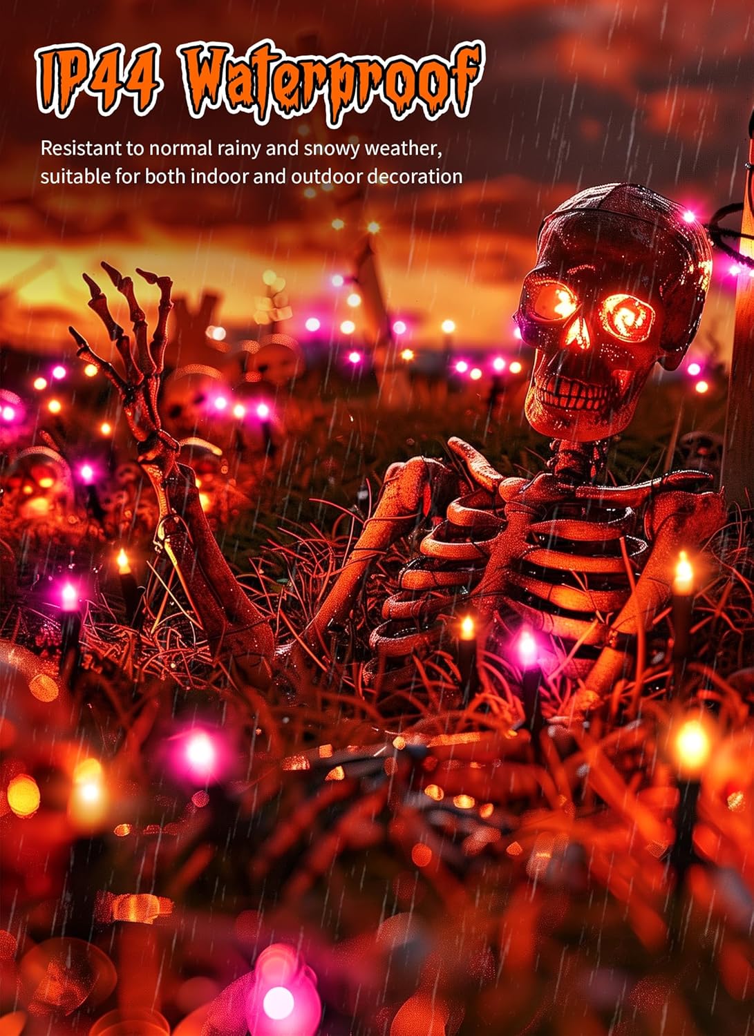 Halloween Mini Lights, 50 Count 13 Feet Incandescent Bulb Mini String Lights, Connectable Halloween Lights for Haunted House Ghost Party Holiday Window Indoor Outdoor Decoration, Orange & Purple