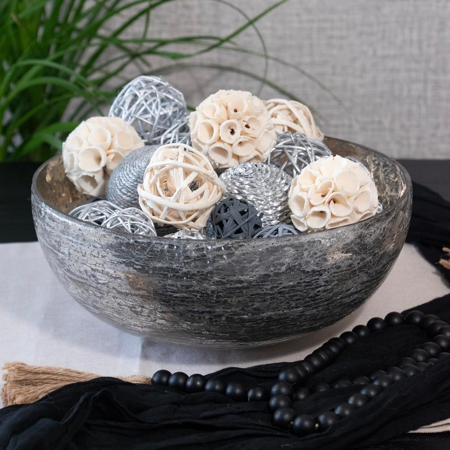 ANDALUCA Decorative Balls Bag Bowl Filler Home Decor (Silver)