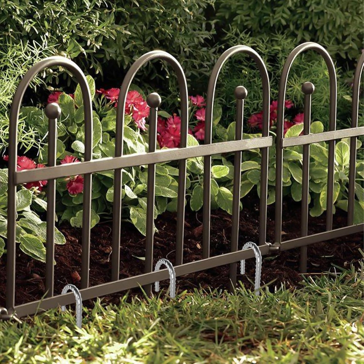 AAGUT 12 Inch Galvanized Rebar Tent Stakes 3/8" J Hook 8 Pack, Chain Link Fence Stakes Canopy Yard Landscape Garden Staples, Heavy Duty Metal Steel Ground Anchors