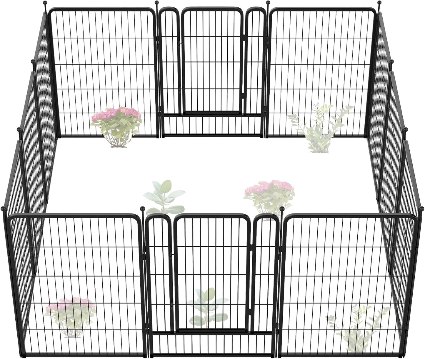 FXW Garden Fence 40in(H) x 26.7ft(L), 12 Panels Decorative Dog Fence Outdoor for The Yard – Heavy Duty Metal Animal Barrier for Dog and Rabbit, Easy Setup, Black