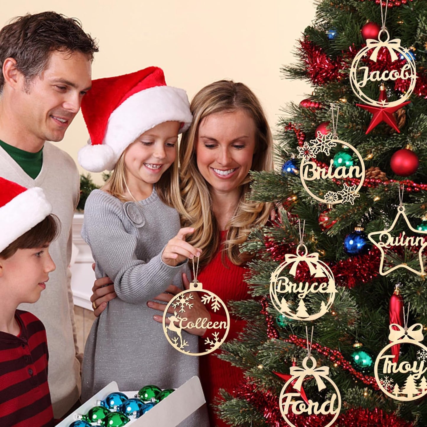 Personalized Christmas Ornaments 2025 with Names Custom Christmas Wooden Ornaments Personalized Paw Ornament Gifts