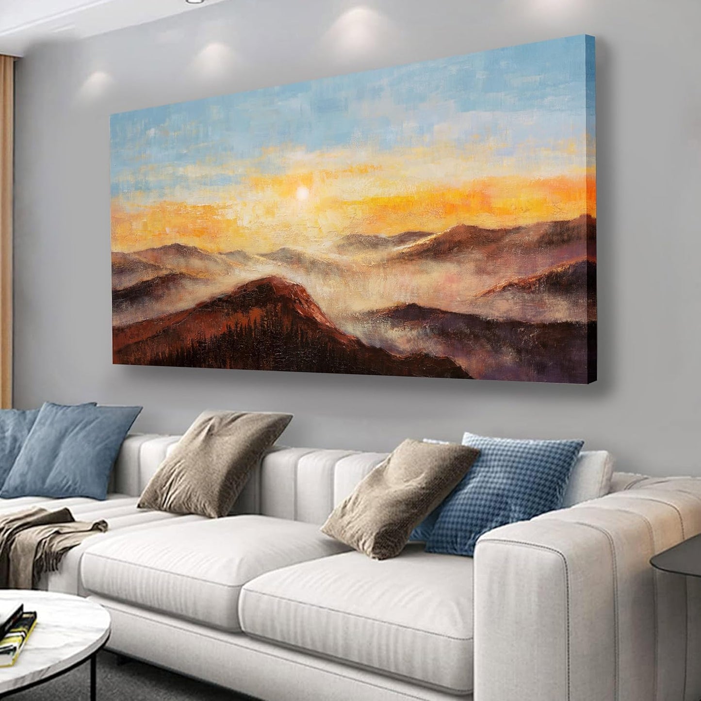 Belmrxne Large Nature Painting Yellow and Pink Wall Decor Trendy Wall Art Hanging Artwork for Living Room Bedroom Dining Room Office Home Decor 30x60 inch