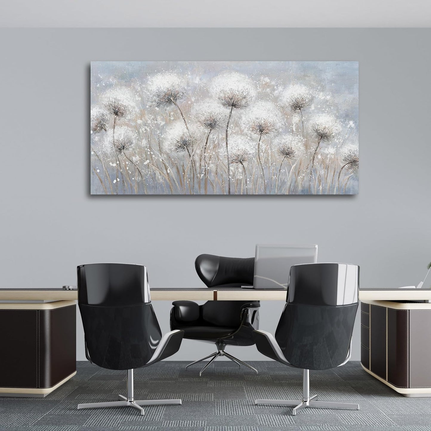 Belmrxne Floral Canvas Wall Art White Wall Decor Aesthetic Artwork Dandelion Canvas Painting for Living Room Bedroom Dining Room Office Home Decor 20x40 inch