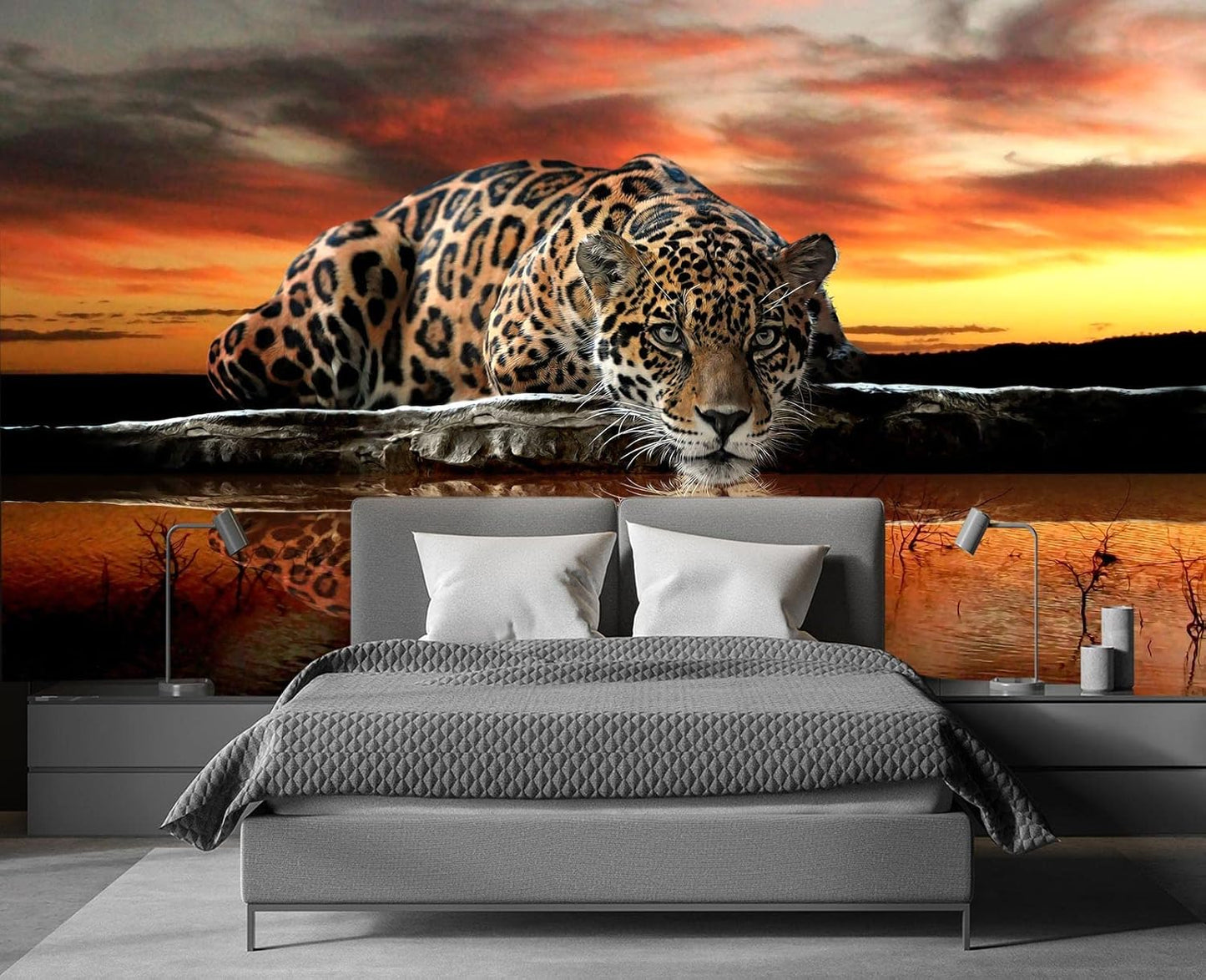 Animal Leopard 3D Wallpaper Mural Peel and Stick 98" x 58"