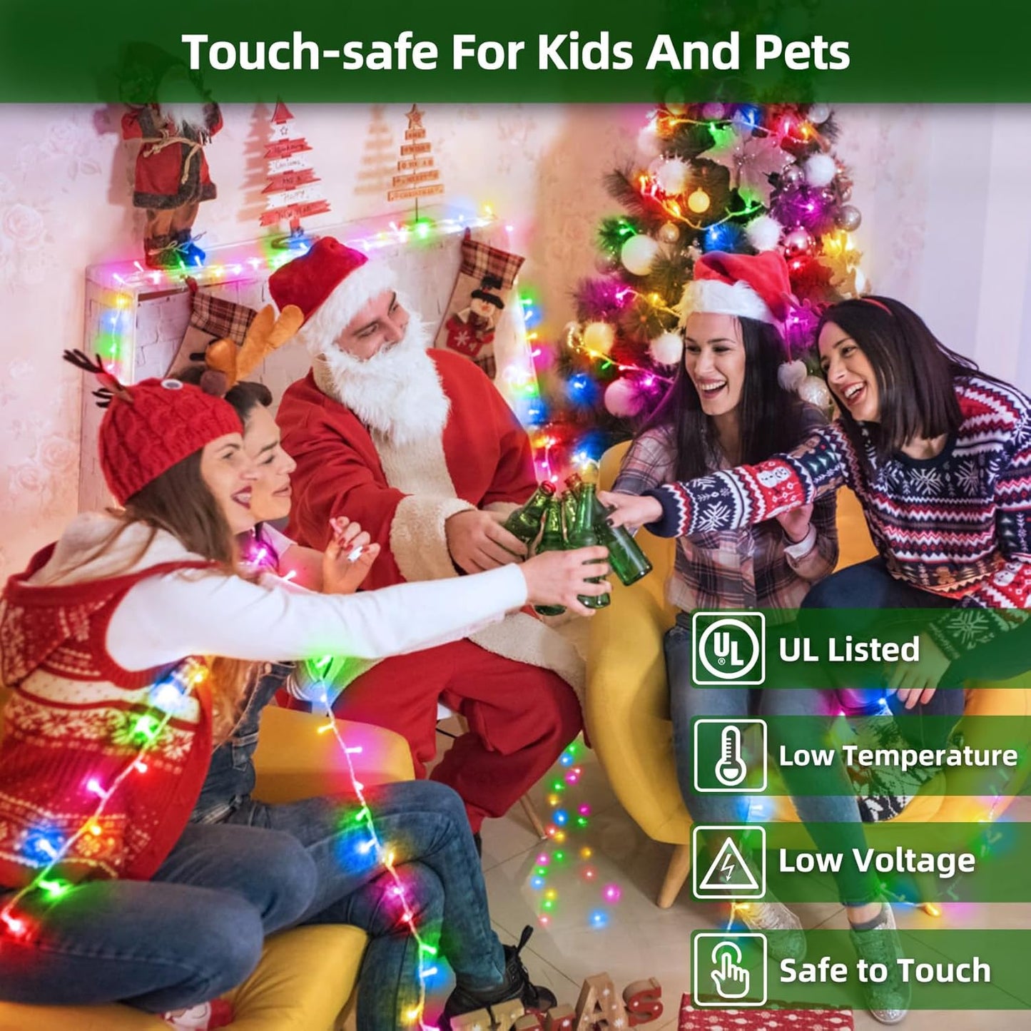 300LED Christmas Lights Outdoor Indoor Use, 12 Lighting Modes 75ft Christmas Tree Lights with Timer, Dimmable Multicolor LED StringLights Waterproof for Yard Tree Wedding Party Holiday Multicolor