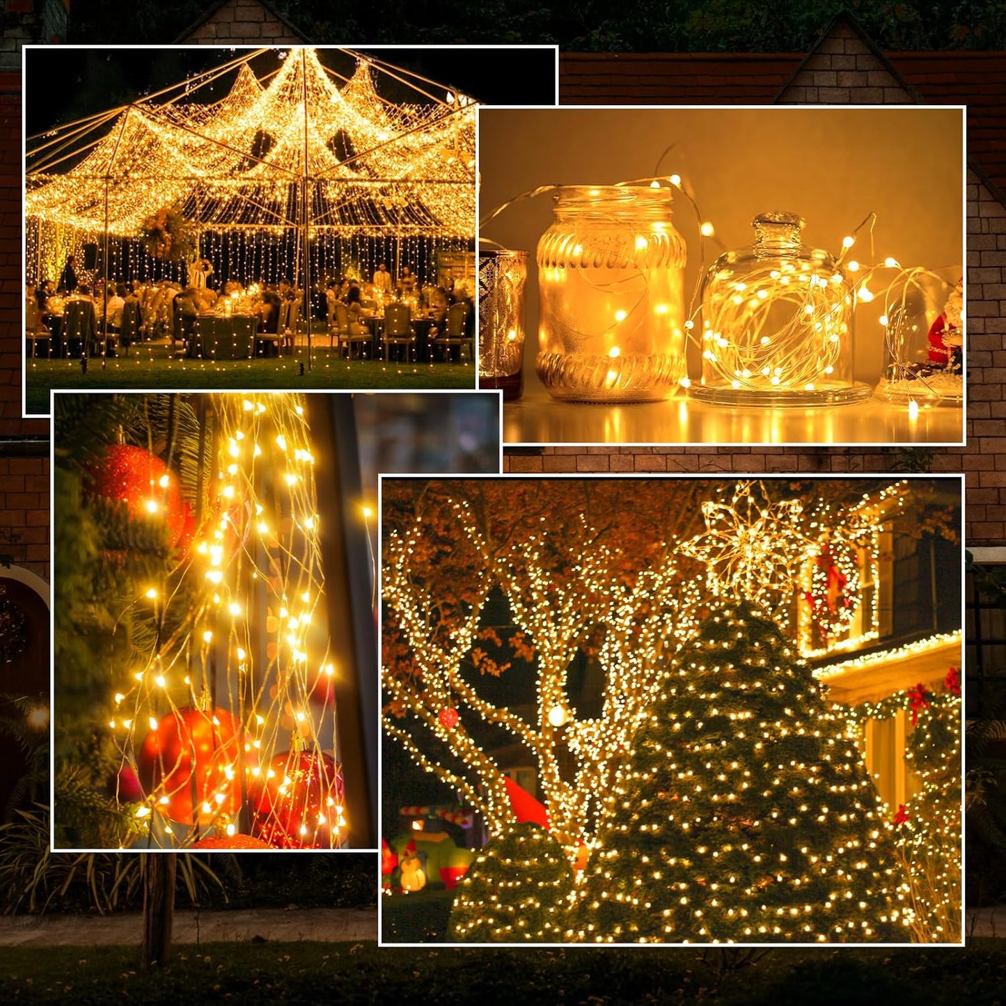 2-Pack 200 LED Solar String Lights for Outside,Solar Fairy Lights for Outside Waterproof,Solar String Lights Outdoor with 8 Modes for Christmas Tree,Balcony, Party,Wedding Decorations (Warm White)