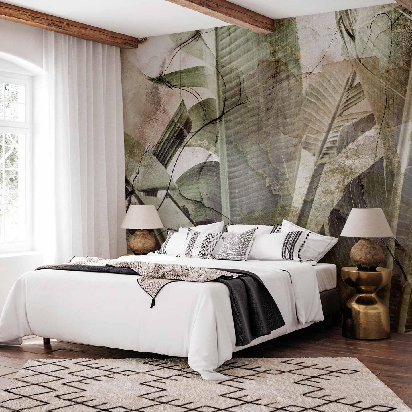 artgeist Wall Mural Tropical Leaves 116x83 in - XXL Peel and Stick Self-Adhesive Wallpaper Removable Large Sticker Foil Wall Decor Print Picture Image Design Jungle Nature Like Painted b-C-0776-a-a