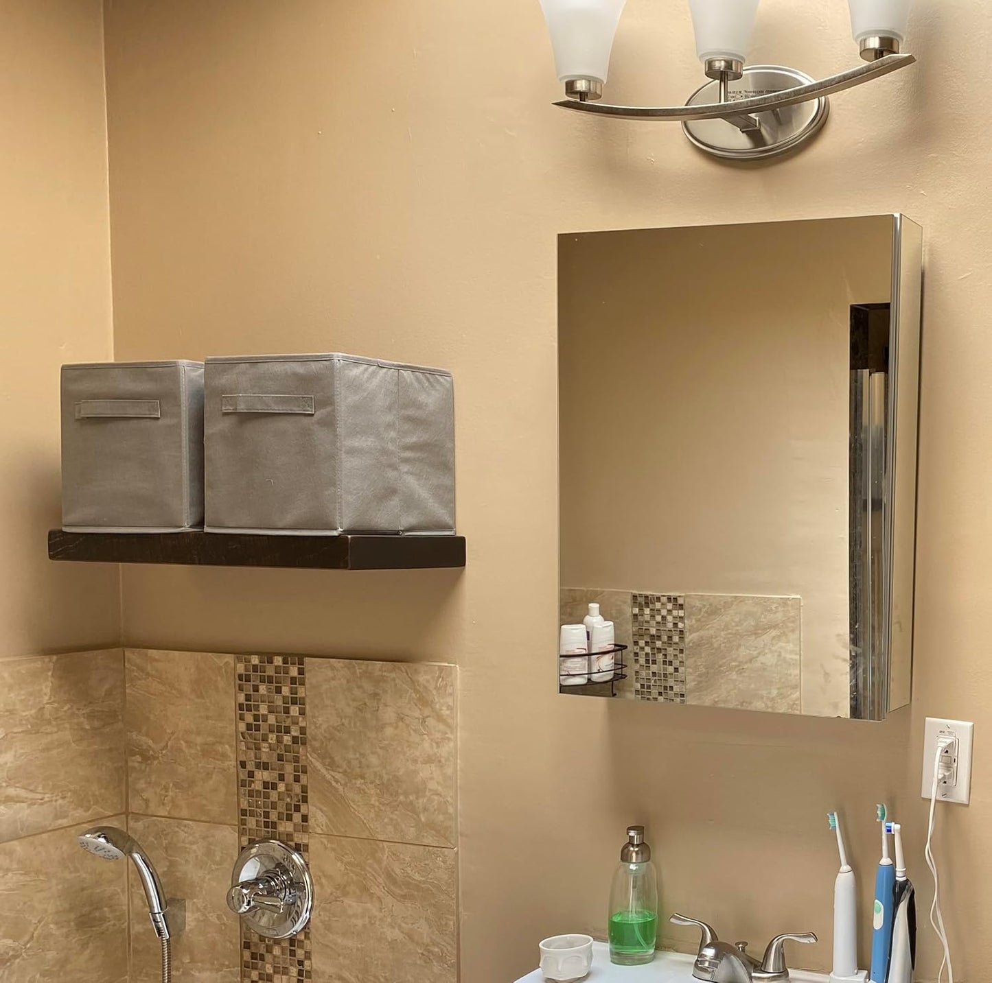 Joel's Antiques - 24 Inch Wooden Floating Shelves for Wall - Made of Natural Wood - Short Heavy Duty Rustic Wall Shelves for Bedroom - Perfect for Bathroom, Kitchen - Black 24x12x2 Inches