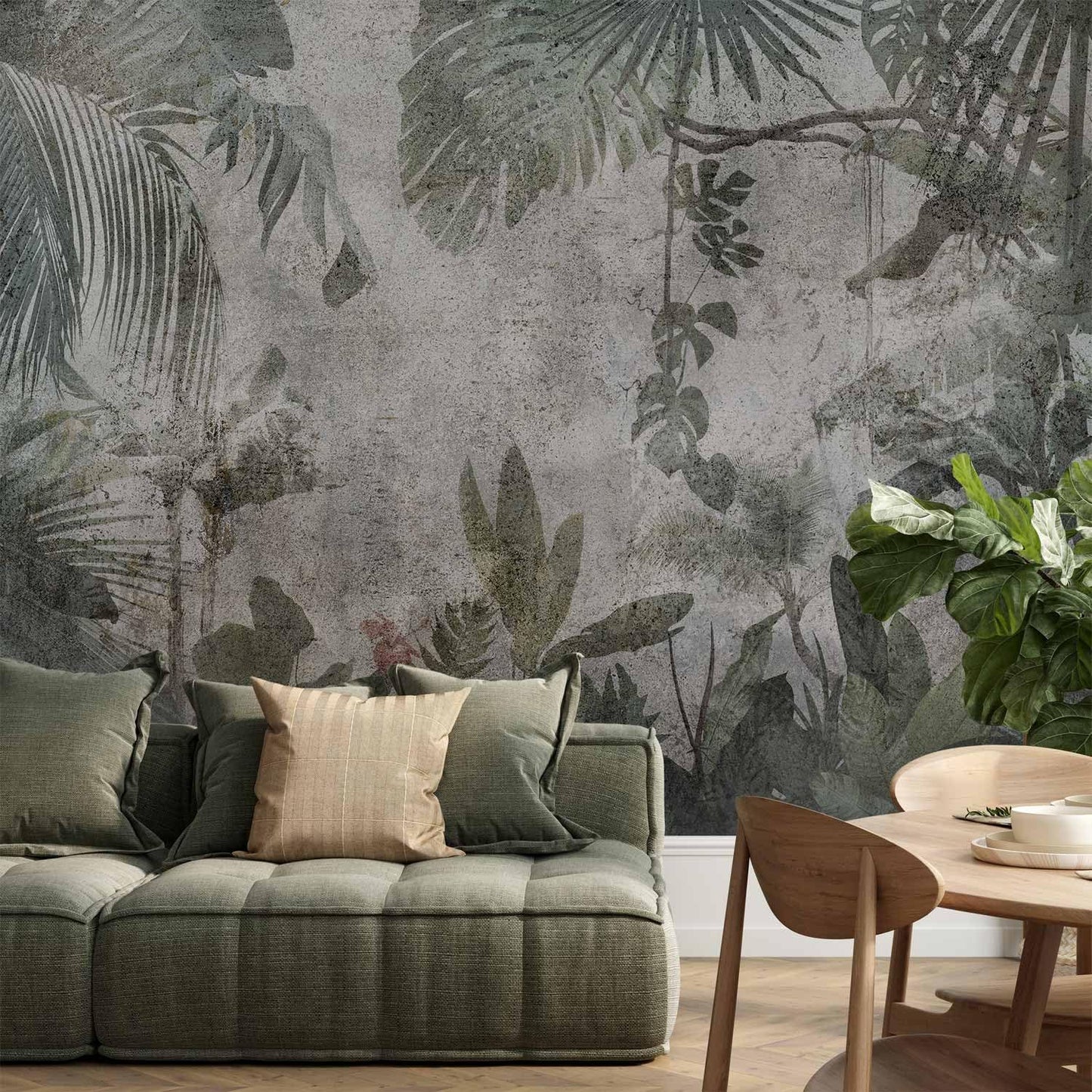 artgeist Premium Wall Mural Tropical Leaves 177x124 in - XXL Non-Woven Wallpaper Fleece Wall Decor Photo Print Picture Image Design Landscape Jungle Nature Monstera Palm Leaves b-C-0821-a-a
