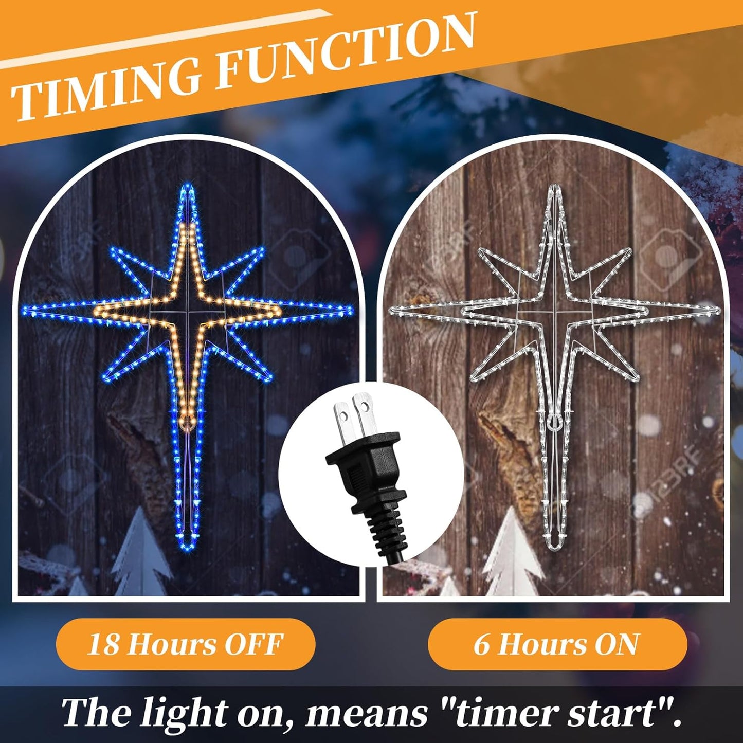 43" Christmas Star of Bethlehem LED Star Hanging Lights Nativity Holy Family Light for Door Window Porch Wall Decoration Plug Operated Lighted Hanging Tree Topper(Warm Light)