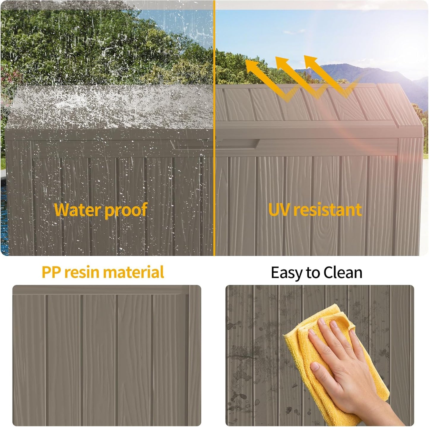 80 Gallon Outdoor Storage Box Waterproof Lockable Resin Deck Box Large, Patio Storage Bin for Pool Accessories Cushion Furniture, Garden Tools, UV-Resistant Outside Delivery Grey