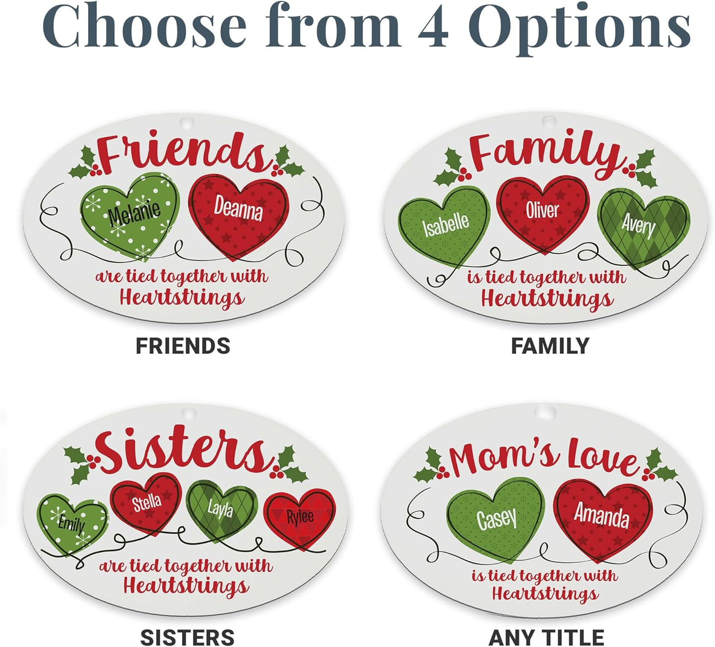 Let’s Make Memories Personalized Christmas Ornament - for Family - 2024 Christmas Ornament - Wood - Oval - 2–6 Names - Heartstrings