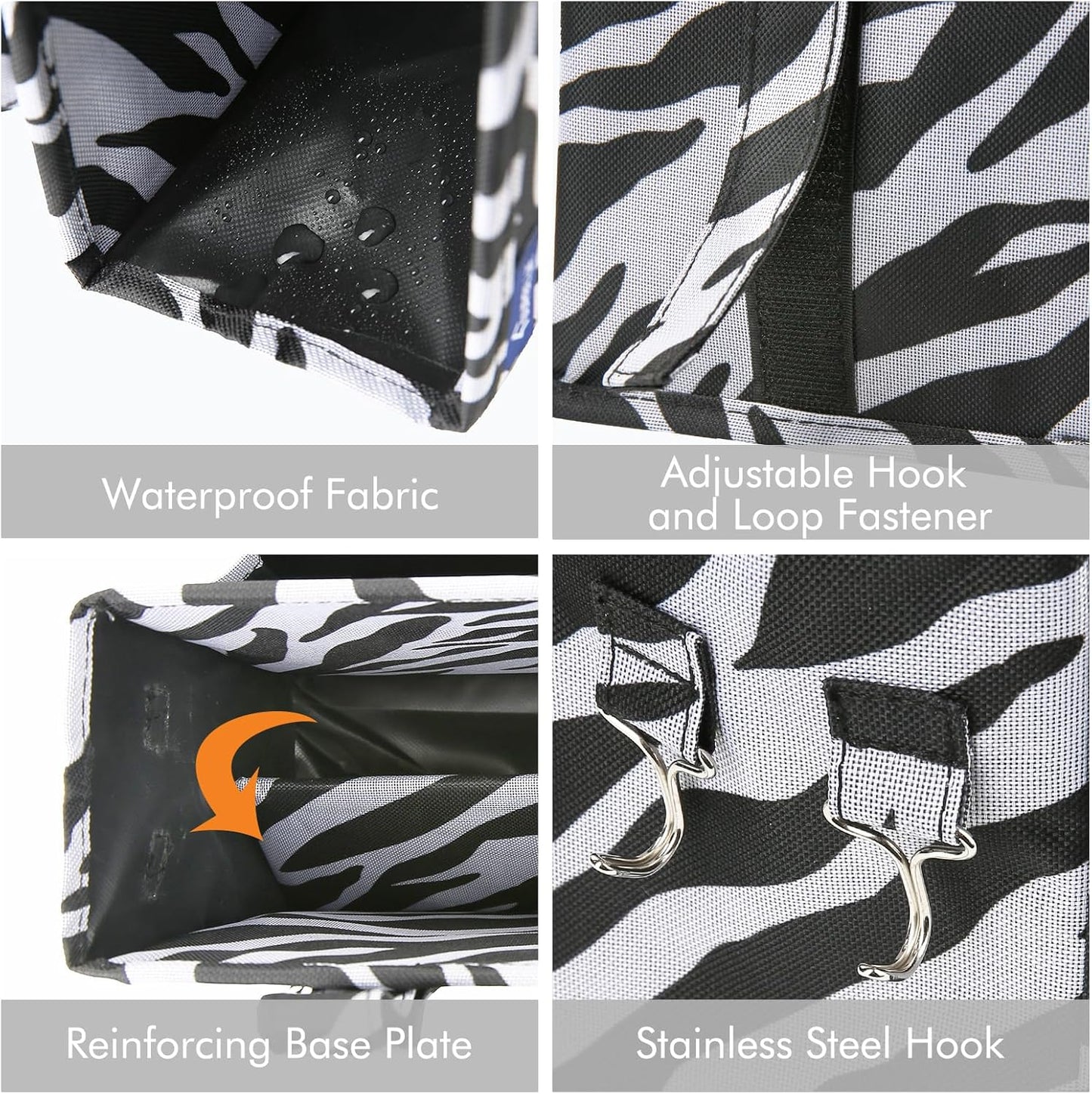 Surblue Caddy Hanging Organizer Bedside Storage Bag for Bunk and Hospital Beds, Zebra, Small