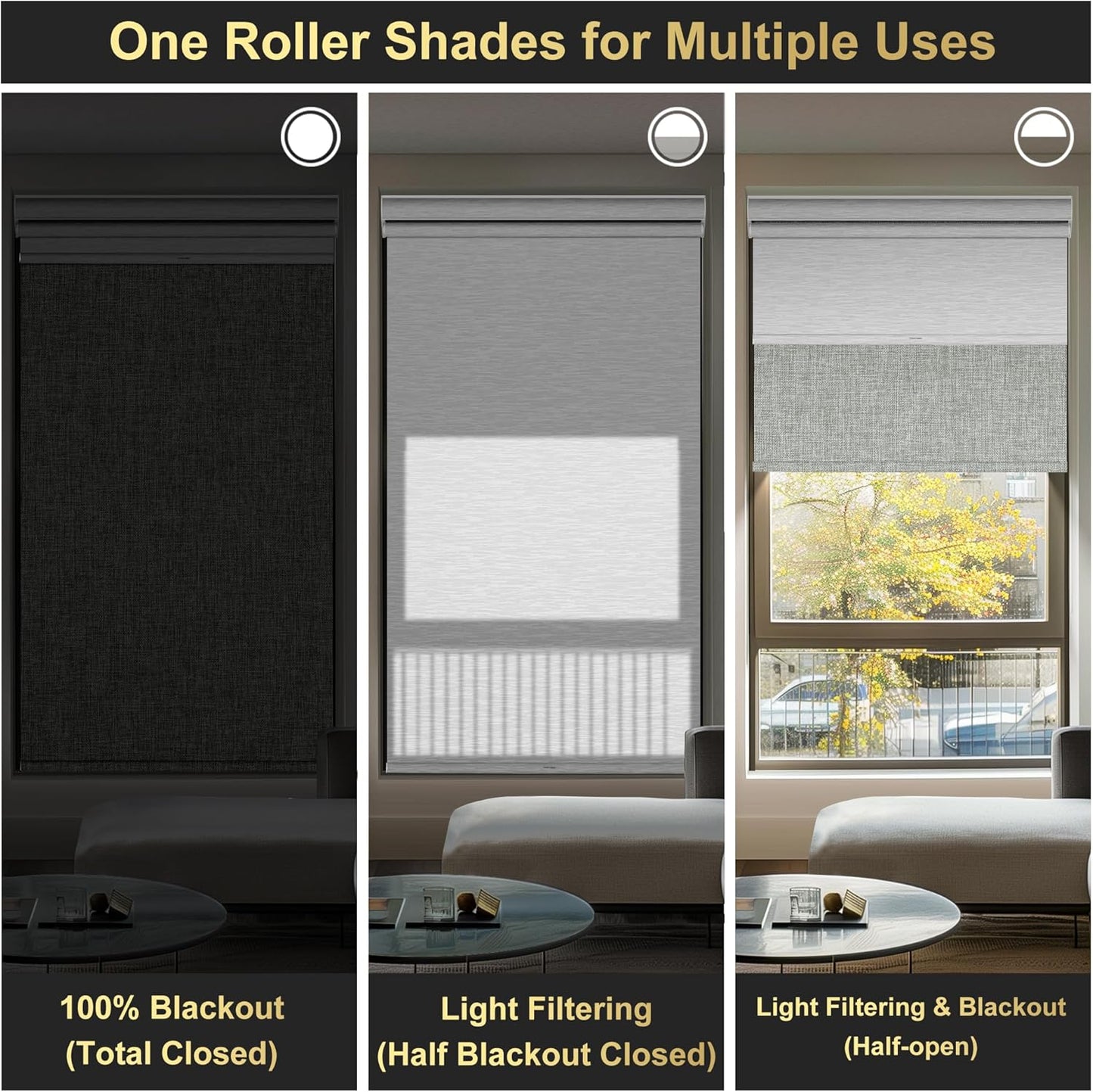 BERISSA Cordless Dual Roller Shades with Cassette Valance, Double Shades - Blackout and Light Filtering, Day and Night for Home Office Door. Linen Grey and White. 31 W x 56" H