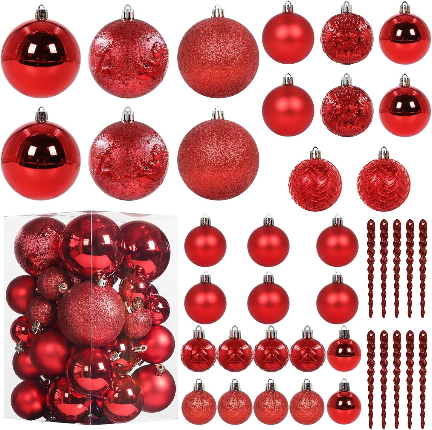 41PCS Christmas Ball Ornaments for Christmas Tree Decorations, Xmas Tree Red Shatterproof Ball Ornaments with Hanging Loop for Holiday and Party Decoration