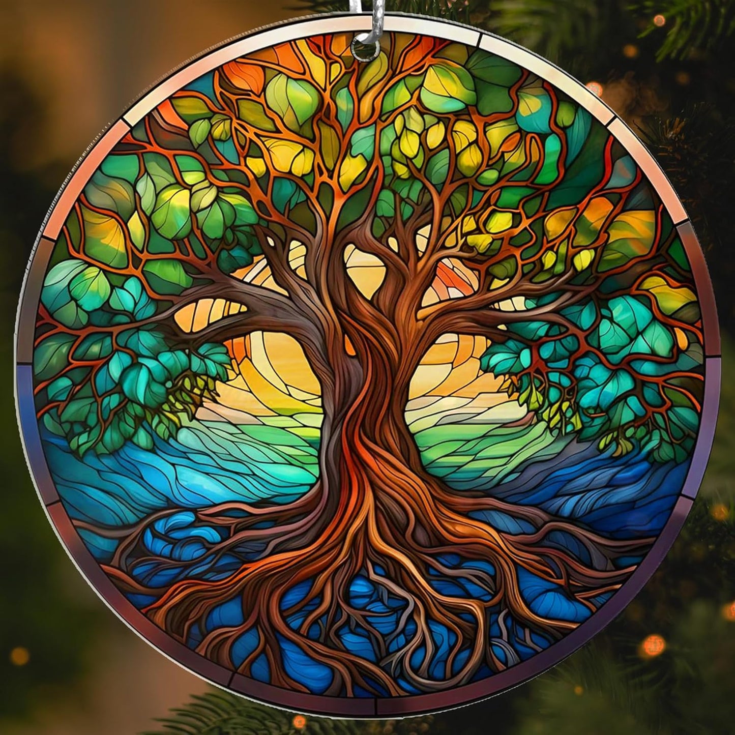 Jabihome Christmas Ornaments 2025, Exchange for Women, Men, Collectible Dated Year Ornaments for Tree, Unique Acrylic Suncatcher, Printed Stained Glass Effect Decor (Tree of Life)