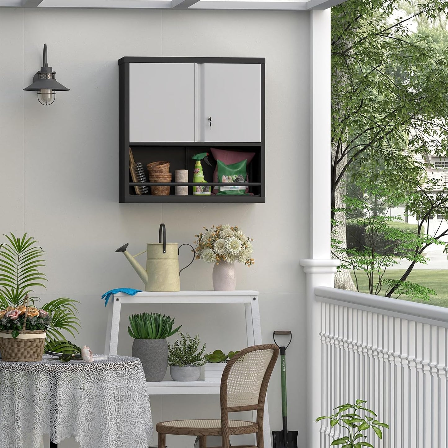 Garage Cabinets,Metal Storage Cabinet with Locking Door,Lockable Wall Mount Cabinet for Storage,Hanging Cabinets for Garage,Kitchen,Office