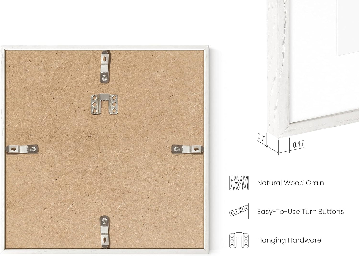 HAUS AND HUES Solid Oak Wood 10”x10” Picture Frames Matted to 5”x5” Set of 9-10 x 10 Gallery White Frames, Square 10x10 Picture Frames, 10x10 Frames with Mat, White Frames for Gallery Wall