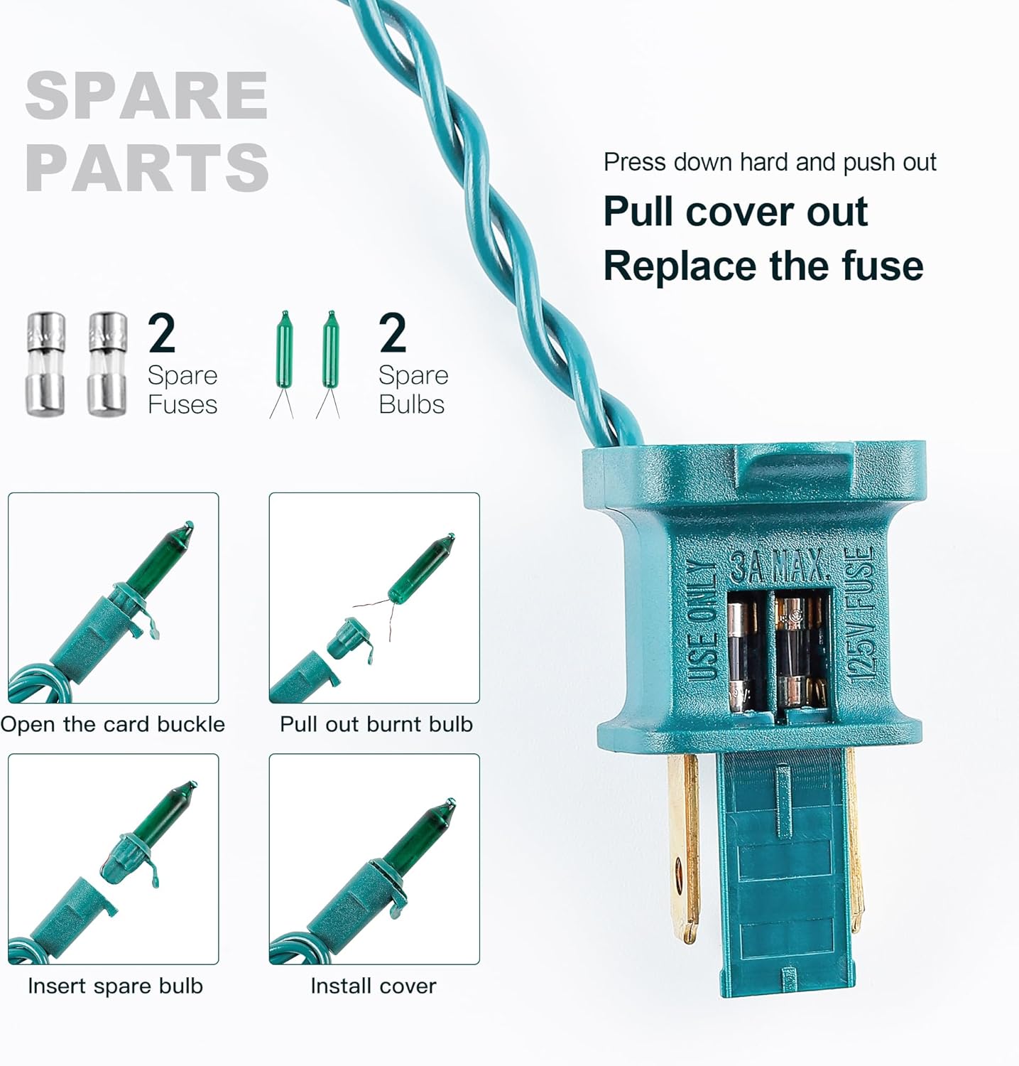 50-Count Green Christmas Tree Lights with Green Wire,13ft Incandescent Bulb Waterproof Fairy Lights，Plug in Mini String Lights for Holiday Decorations, Party, Xmas, Yard, Indoor & Outdoor