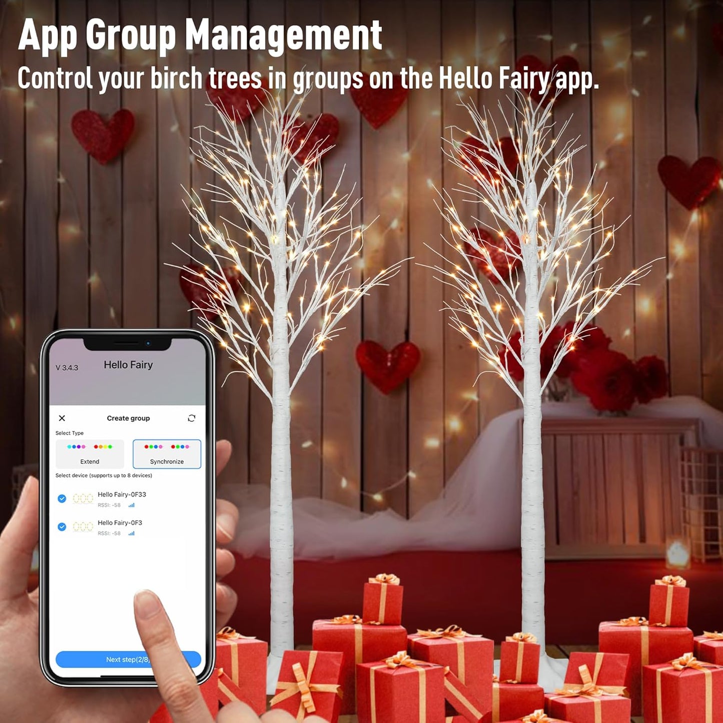 Smart Lighted Birch Twig Tree with Fairy Lights, APP Conrol, 6FT 120 Warm White LEDs, 18 Modes, Dimmable, Schedule, Music Sync Waterproof for Indoor Outdoor Home Christmas Holiday Decorations