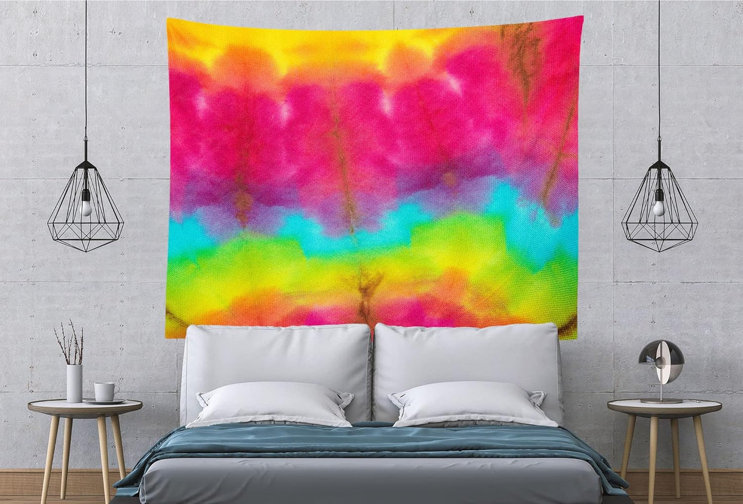 BELECO Tie Dye Tapestry Wall Hanging 92x70 Inch Fabric Tie Dye Color Texture Background Tapestry Groovy Sign Rainbow Tapestry Hippie Tie Dye Tapestries for Bedroom Living Room Dorm Decor