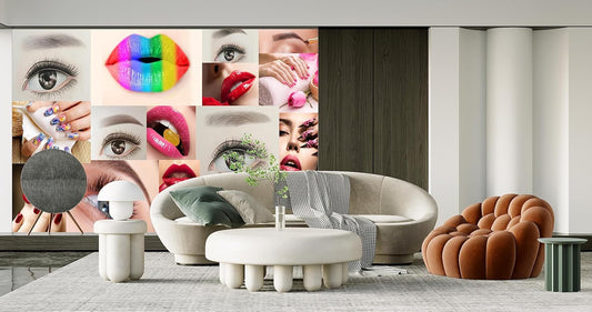 Beauty Salon Nail Enhancement Lipstick Eyelashes Wall Mural Wallpaper 103" x 69"